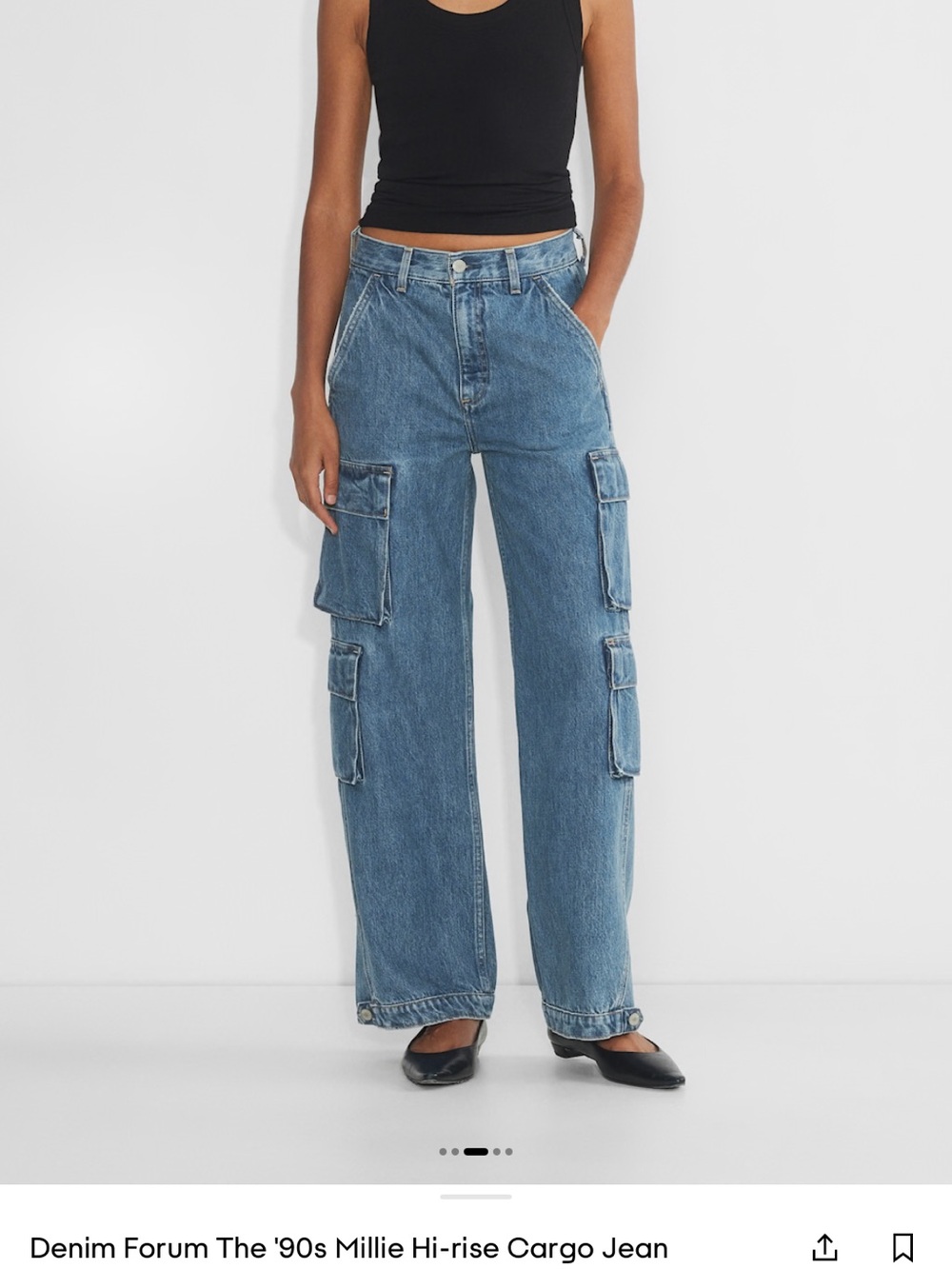 Denim Forum Millie Hi-Rise Cargo Wide-Leg Jeans - Blue